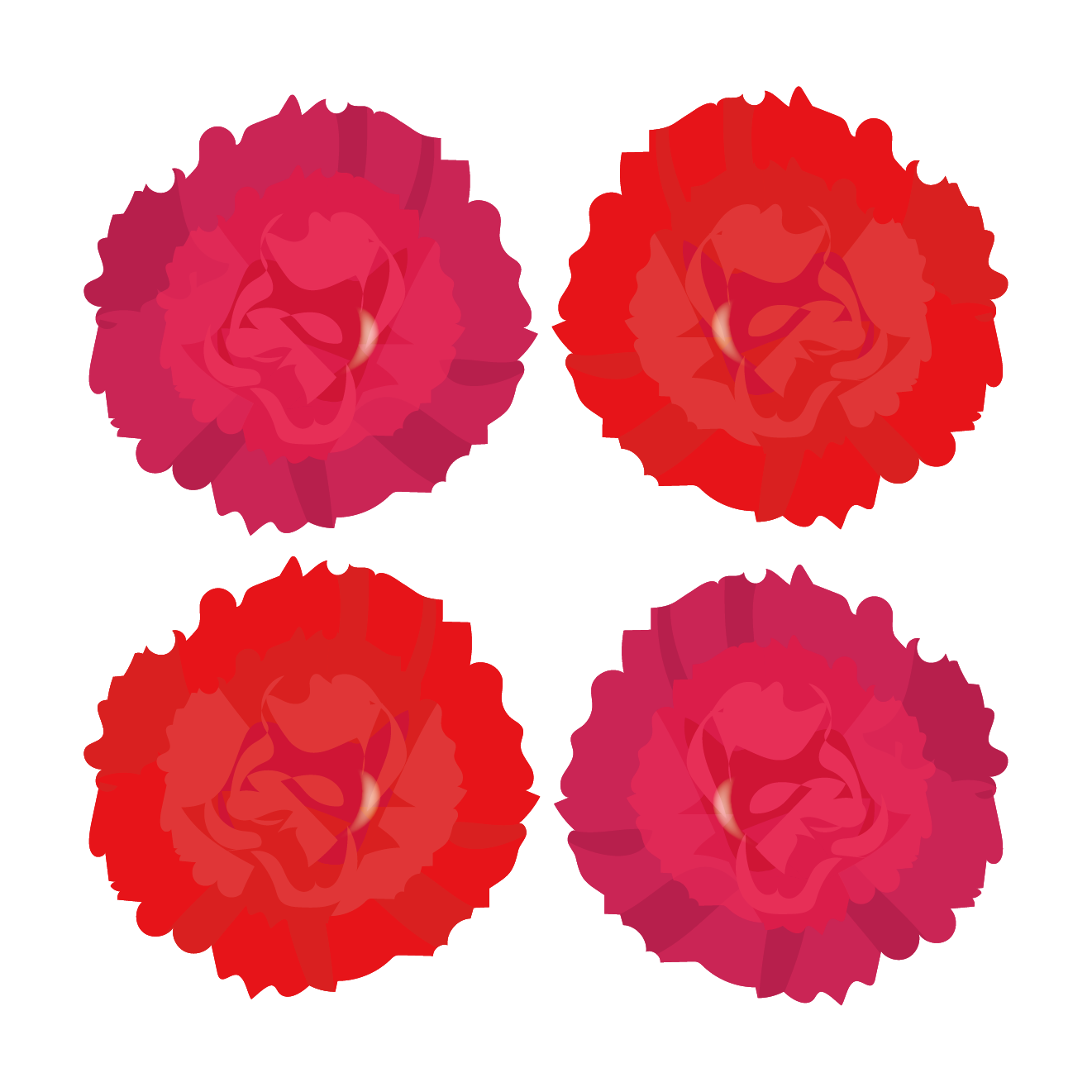 赤のカーネーションの　お花の　フリー　イラスト